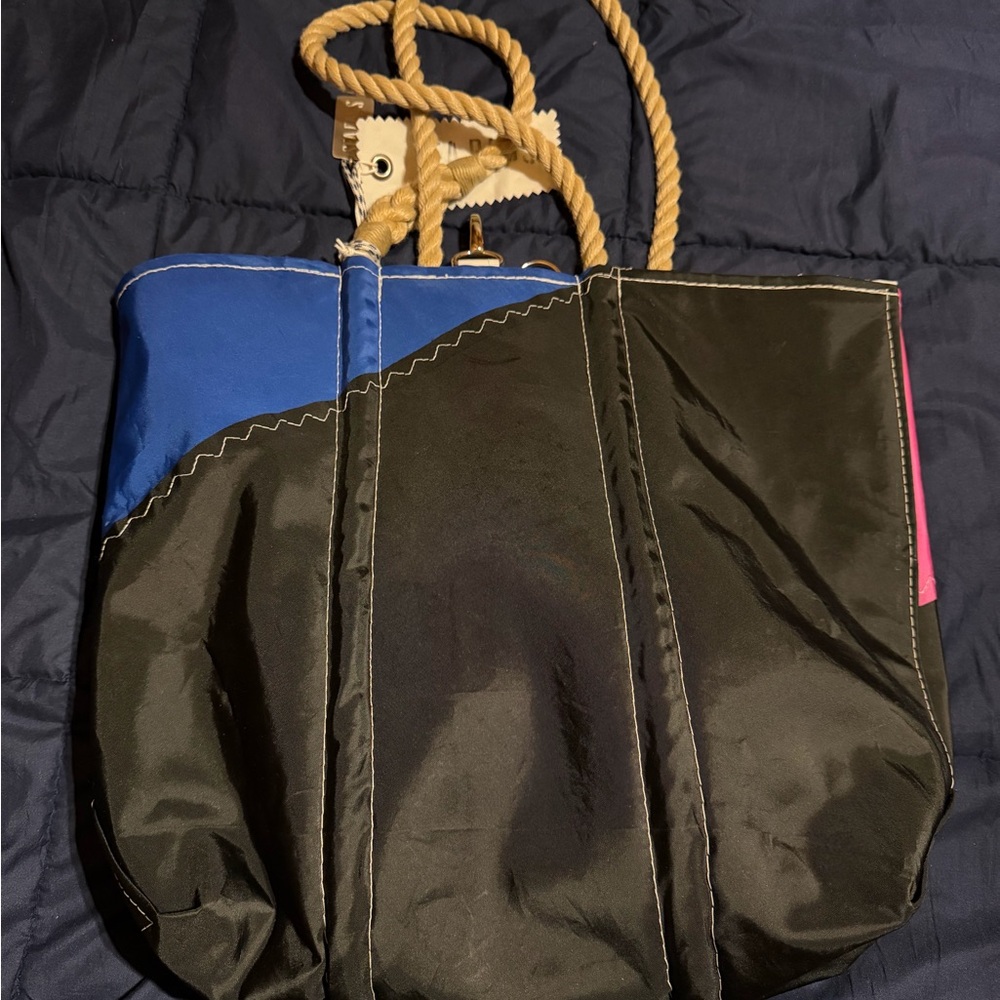 Chic Black, Pink, and Blue Tote Bag - Picture 2 of 4